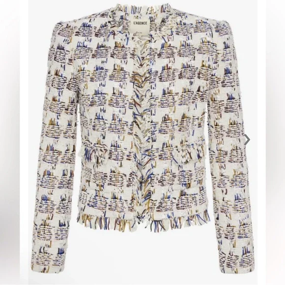 L'Agence Angelina Ivory Tweed Jacket NWT - Picture 5 of 10